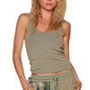 POL Clothing Scoop Ribbed Knit Tank Top - Dried Basil - front view