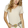 POL Clothing Short Sleeve V-Neck Ribbed Top - Almond Tan POL Clothing Short Sleeve V-Neck Ribbed Top - Almond Tan