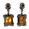 Amber Earrings Sterling Silver .925 Post Victorian Floral Design Style