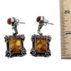 Amber Earrings Sterling Silver .925 Post Victorian Floral Design Style