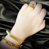 Jemma 18k Gold paperclip link bracelet on a model. 