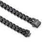 B.Tiff 8mm black flat Cuban link chain 18" necklace clasp close-up.