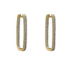 Rectangle 14kt gold-plated hoop earrings with CZ accents. 