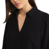 Z Supply Campo Button Up Gauze Top - Black - neckline view