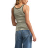Z Supply Classic Striped Scoop Tank Top - Fern Green - back view