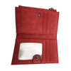 Inside view of berry red Zara vegan wallet. 