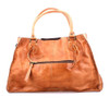 Backside of a BedStu leather large Rockaway Tan Rustic bag. 