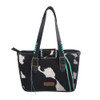 Backside of southwest style Vinita Canyon leather and hairon Myra Bag shoulder purse. 