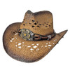 Peter Grimm Drifter Cowboy Hat - PEONIES - Brown - front view