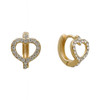 14kt. gold plated heart huggie hoop earrings with CZ crystals.  