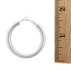30mm Italian 5mm sterling silver hoop earrings with a ruler.  30mm Italian 5mm sterling silver hoop earrings with a ruler.