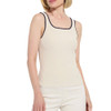 Lysse Avril Sculpting Tank Top - Oat with Navy Blue Trim 