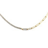 Gold Paperclip Chain & CZ Tennis Necklace – 16"-18" Adjustable