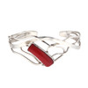 Red Coral sterling silver cuff bracelet. 
