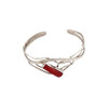 Red Coral sterling silver cuff bracelet top view. 