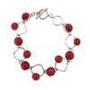 Red Coral link sterling silver bracelet. 