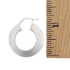 Domed hoop sterling silver earrings from Italy with a ruler. 