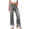 Hint of Blu - Cuffed Ankle Wide Leg Jeans - Powder Grey 