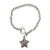 Rhodium-plated sterling silver star charm bracelet. 