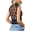Sleeveless See Through Lace Top - Black - back view
