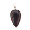 Teardrop-shaped red Tigers Eye sterling silver pendant. 