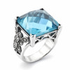 Blue CZ and Marcasite sterling silver ring size 7. 
