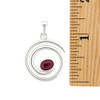 Red Garnet sterling silver swirl pendant with a ruler. 