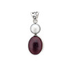 Red Garnet and pearl sterling silver pendant. 