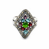 Multi-stone Marcasite sterling silver ring size 6.5 front view.