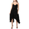 Angie Clothing - Black Burnout Velvet Midi Dress 