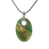 Large green Agate silver pendant on chain.  