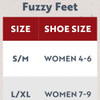 LAZY ONE - FUZZY FEET SLIPPERS - SIZE CHART