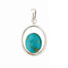 Oval Turquoise double framed sterling silver pendant. 