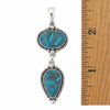Blue Turquoise and Copper double drop sterling silver pendant with a ruler.