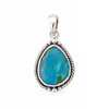 Blue Turquoise teardrop-shaped sterling silver pendant. 