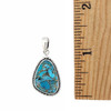 Blue Turquoise and Copper sterling silver pendant with a ruler. 