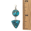 Blue Turquoise and Copper sterling silver pendant with a ruler. 