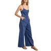 Molly Bracken - Lace Up Back Wide Leg Denim Jumpsuit - side view