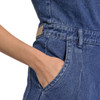 Molly Bracken - Lace Up Back Wide Leg Denim Jumpsuit - pocket view