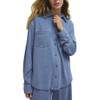 Z Supply Reese Jersey Denim Button Up Shirt - Santorini Indigo - front view