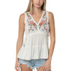 Angie Clothes - Lace Trim Embroidered V-Neck Top 