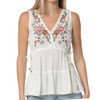 Angie Clothes - Lace Trim Embroidered V-Neck Top - front view