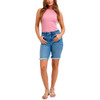 Judy Blue - High Waist Frayed Edge Bermuda Jean Short 152106 - model front view