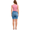 Judy Blue - High Waist Frayed Edge Bermuda Jean Short 152106 - model back view