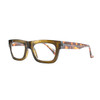 Ollie olive and tortoise blue light blocking reader glasses side view. 