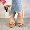 Corkys Footwear Raffia Platform Sandals - MAY I HELP YOU - Honey - model front view