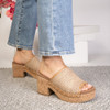 Corkys Footwear Raffia Platform Sandals - MAY I HELP YOU - Honey - model side view