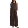 Z Supply Sloane Linen Blend Cropped Tank - Chocolate Cherry - model 5'6"