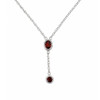 Faceted Garnet sterling silver Y necklace close-up.