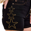 Judy Blue - High Waist Black Studded Star Slim Short 150389 - close up studded star view